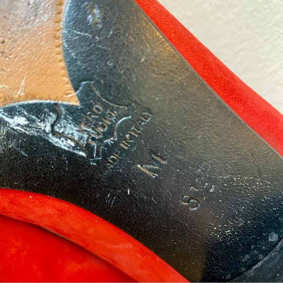 YSL YVES SAINT LAURENT Shoes Vintage Pumps Loafers Red Logo Italy Velvet Flats - Picture 14 of 16